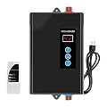 3KW Electric Tankless Water Heater, 110V High Efficiency, On-Demand Hot Water, Eco & Quiet, with Smart Digital Display (110V Black)