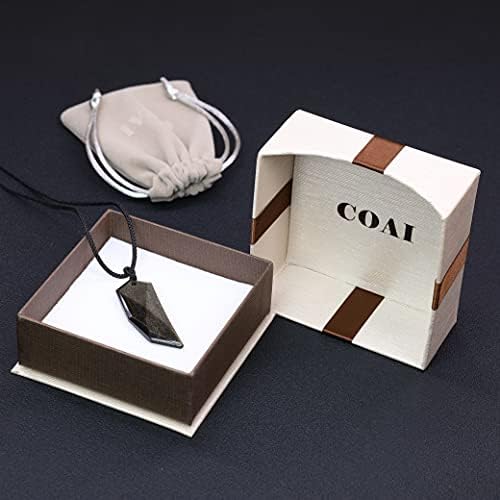COAI Mens Womens Wolf Tooth Obsidian Stone Pendant Necklace