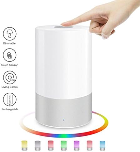 Smart Touch Sensor Bedside Lamp - BEROSS Table Lamp LED Touch Sensor Light, Dimmable Control & Warm White Night Light, Color Changing RGB LED Bedside Lamp for Living Room, Party, Outdoor (Mood Lamp)