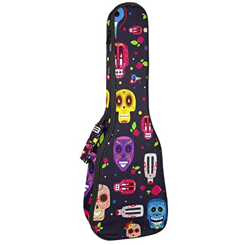 Housse pour ukulélé Jour des morts en sucre 10 mm avec rembourrage en éponge de 53,3 cm avec sangles réglables pour… - Les Beatles, Paul McCartney, John Lennon, RIngo Starr, George Harrison Housse pour ukulélé Jour des morts en sucre 10 mm avec rembourrage en éponge de 53,3 cm avec sangles réglables pour…