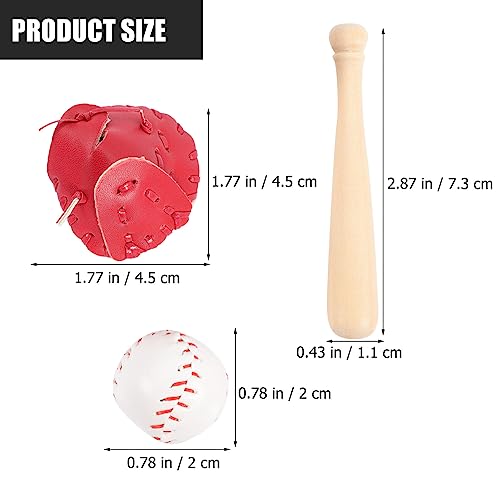 TOYANDONA 2 Conjuntos De Mini Kit De Beisebol Tacos De Beisebol Em Miniatura Luvas Casa De Bonecas T