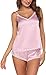 Ekouaer Womens Ladies Enchanting 2 Piece Cami Set Sleepwear (Pink, XS)