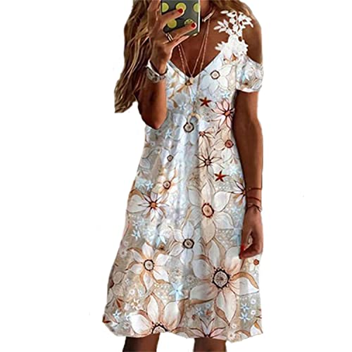 RODASON Sommerkleider Für Damen Lässiges Tunikakleid Mit V-Ausschnitt Und Kurzen Ärmeln Cover