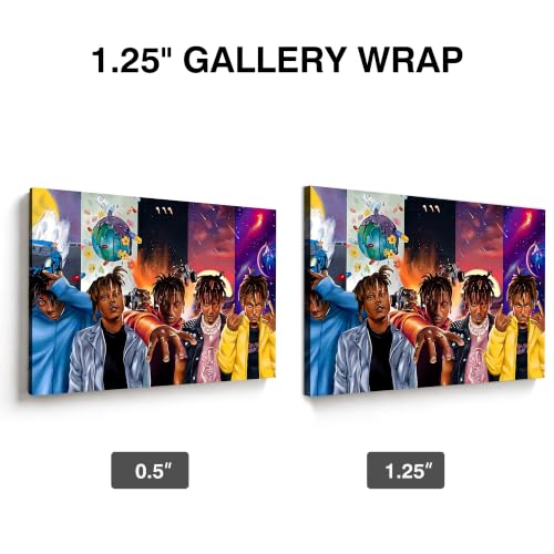 Image of Juice WRLD Canvas Wall Art, Rapper Collage Poster Print, Hip Hop Music Artwork for Bedroom Studio Gaming Room Decor, Vibrant Album Cover Picture Print Framed Music Wall Painting 16X20