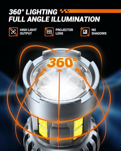 Image of SEALIGHT 7443 7440 LED Bulb White Reverse Light, 7444na 7441 7444 T20 W21W LED Light Bulb with Projector for Backup Light,Tail Light,Brake Parking, Pack of 2