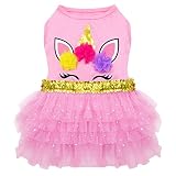 KYEESE Dog Dress Unicorn Tiered Layer Tutu Tulle Dogs Birthday Party Dresses for Small Dogs with Seq