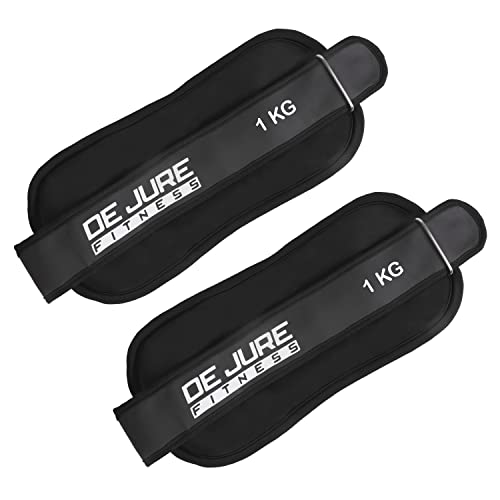 Image of DE JURE FITNESS Polyester and Cast Iron Ankle Weights Set For Cardio and Weight Training, 1KG Pair (1Kg x 2 = 2kg) (P) Yellow (Black-Black)