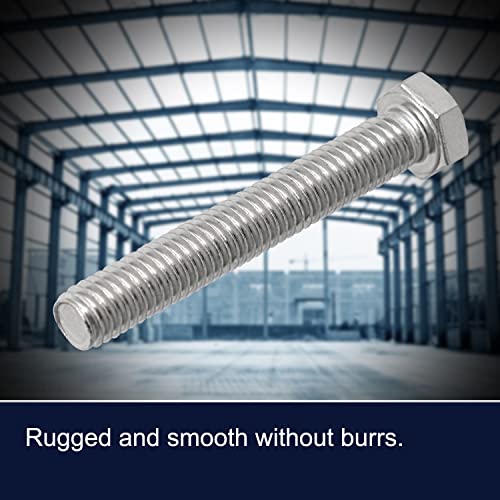 Image of M8 x 80mm Hex Head Bolts Screws Grade 6.8 Stainless Steel, Fasteners Fully Machine Threaded SUS304 5 Pcs