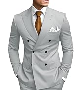 HANBANGWEI 2 Piece Double Breasted Suit Men Slim Fit Mens Double Breasted Blazer Pants Sets Weddi...
