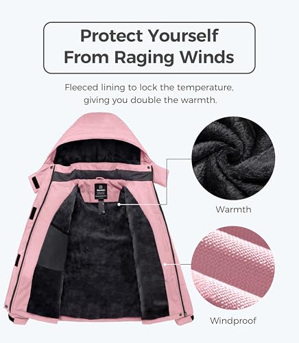 Image of Wantdo Women's Mountain Waterproof Ski Jacket Windproof Rain Jacket Winter Warm Hooded Coat
