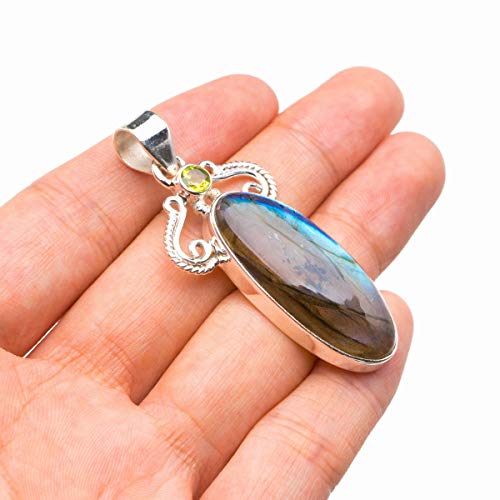 Pendentif labradorite de feu bleu et argent pour sublimer vos tenues - 3
