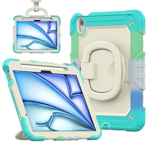 Coque antichoc iPad Air 13 M3 avec anneau rotatif et dos silicone rigide