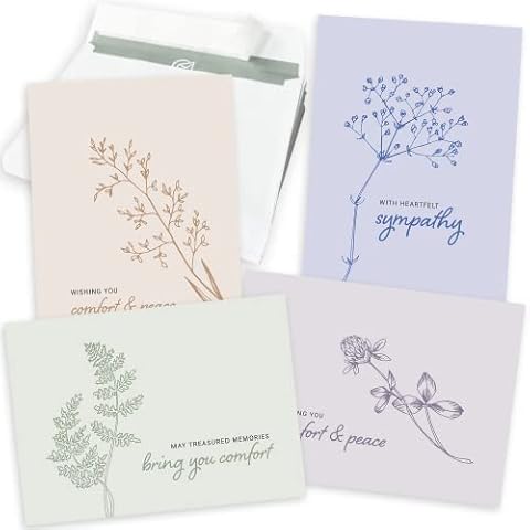 Sympathy Cards with Envelopes - 24 Sympathy Cards with Sentimental Designs and Thoughtful Messages - 4 Unique Condolences Card Designs in a Sympathy Cards Assortment Box with Envelopes (Pastel) Cover