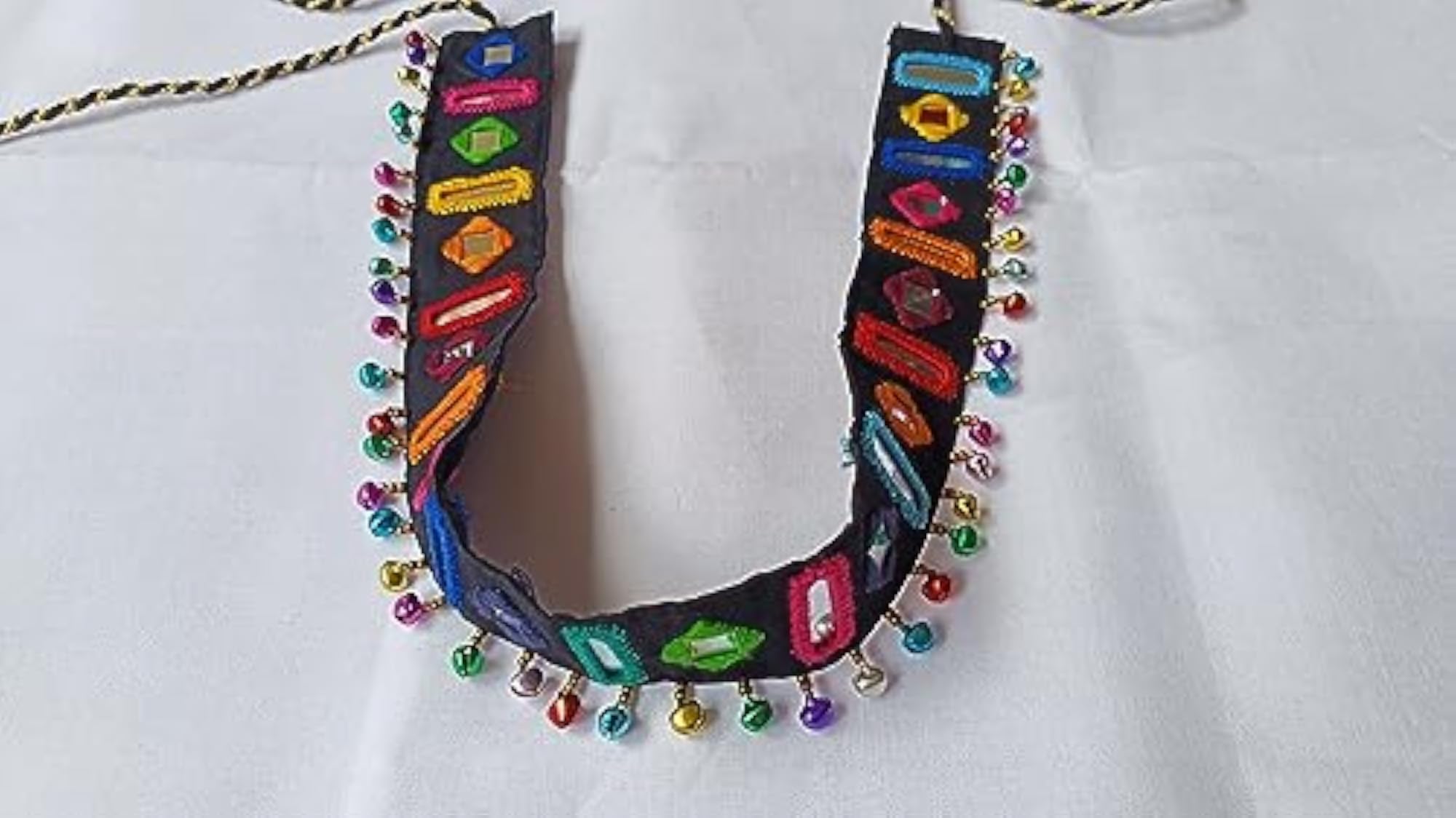 Handmade Multicolor Mirror Work Kamrbandh with Ghughari Latkan