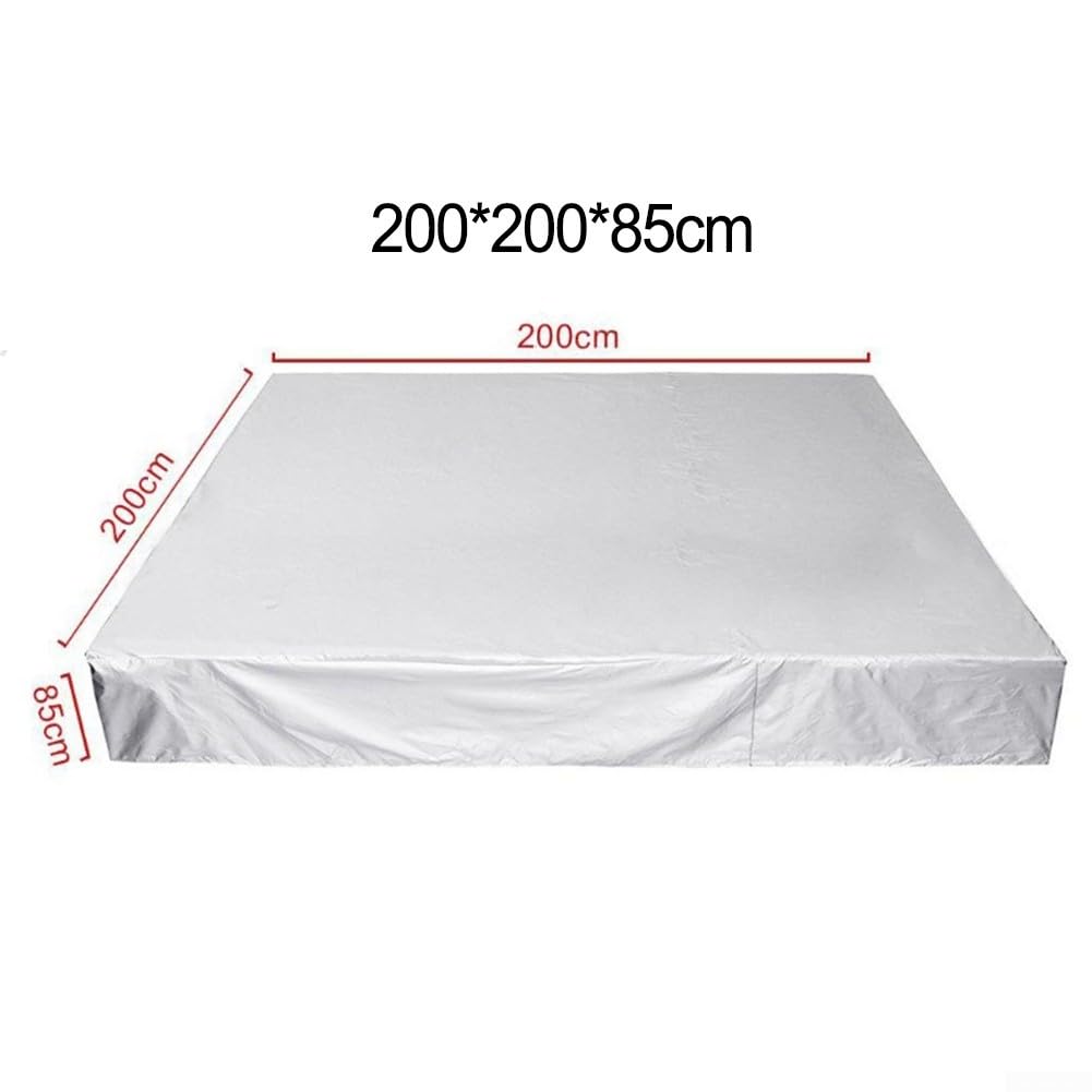 Couverture de spa isolante Oxford 210D avec porte d'accès pour protection contre les intempéries et la saleté - Argenté (3 options de taille) (200 x 200 x 85 cm)
