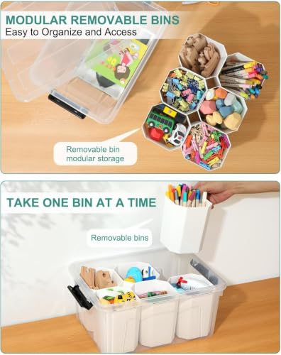 NUMIFUN 17QT Clear Storage Bins with Lids & Dividers for Crafts — view 3