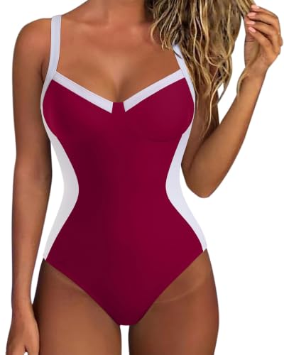 Image of SUUKSESS Womens Tummy Control One Piece Swimsuit Sexy Crisscross Back Bathing Suit