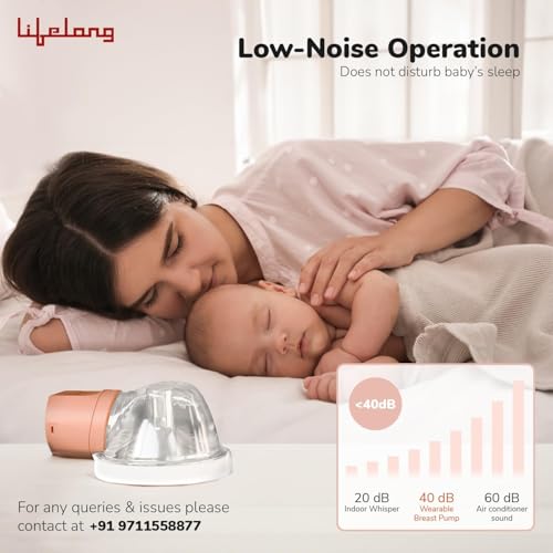 Image of Lifelong Cuppy Milk Wearable Breast Pump Electric for Feeding Mothers - Hands Free Breast Feeding Machine |Rechargeable| BPA free| 3 Modes 10 levels | 18, 21, 24 Flange Size| 1 Yr Warranty on Motor