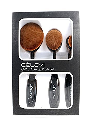 Celavi Oval Make Up Beauty Brush Set 3 pcs Flexible! (black)