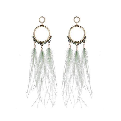 Adisaer women earrings cute,earrings feather gold circle beads fe…