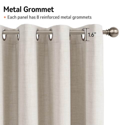Image of 100% Blackout Shield Linen Blackout Curtains for Bedroom 45 Inches Long, Beige Grommet Curtains for Living Room, Thermal Insulated Room Darkening Drapes for Nursery, 40 inch W x 45 inch L, 2 Panels