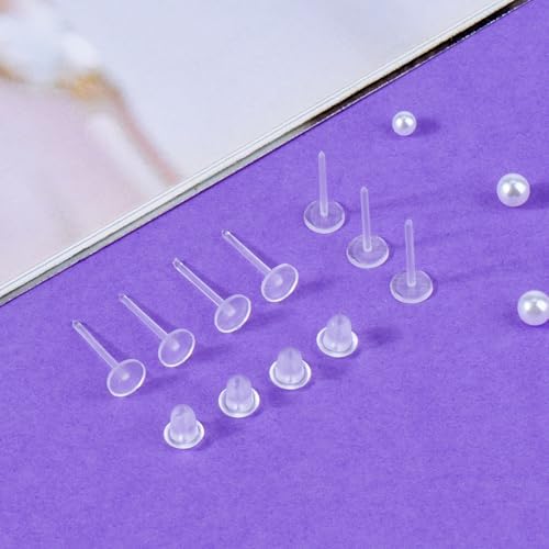 Clear Earrings for Sports for Ear/Work Sports Earrings Hyperallergic 100Pcs - 2