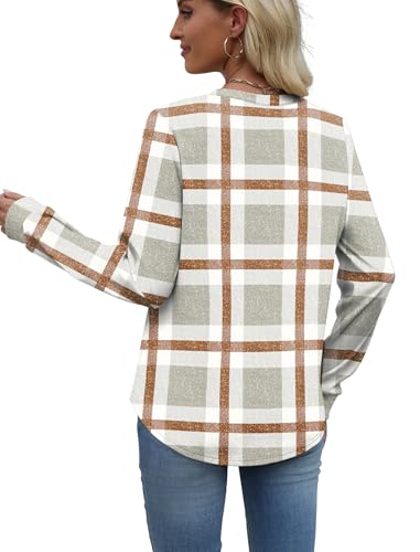Image of WIHOLL Sweatshirt for Women Crewneck Long Sleeve Shirts Curved Hem Lightweight Sweaters Fall Clothes 2025