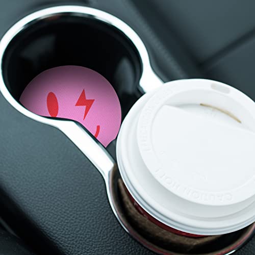 Tallew Smile Face Car Cupholder Coaster 6 Pack Absorbent Automotive Cup Holder Funny Rubber Car Cup Coaster Cute Non Slip Car Cup Pink #TOP5