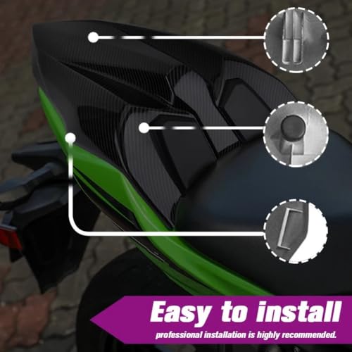 Siège solo Ninja 650 rigide en carénage ABS finition look carbone