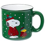 Silver Buffalo Peanuts Holiday Treats and Cocoa, Ceramic Camper Mug, 20oz