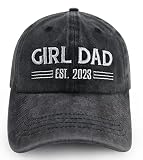 New Dad Gifts for Men, Funny Girl Dad Est.2023 Hat, Adjustable Cotton Embroidered Best Dad Ever Base