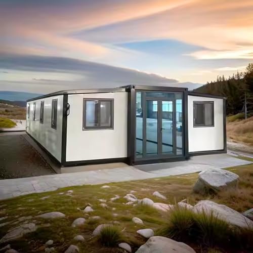 Luxury 2 Bedroom Prefab Tiny Homes for Sale 20FT&40FT Expandable Folding Container House Modular Design Easy Assemble Stylish Living for Adults 30FT Mobile Tiny House on Wheels