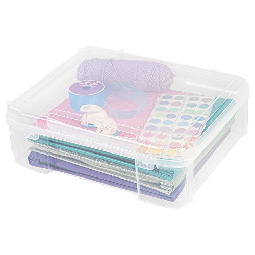 IRIS 14 in. x 14 in. Portable Project Organizer Case in Clear, Great for Arts and Crafts, Scrapbooking Supplies Storage and Many More, Portable and Durable