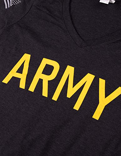 Army Women's V-Neck | U.s. Military Infantry Sleeve Flag Female Soldier T-Shirt Wife Mom Top, Black-(Vneckblk,3Xl) #TOP4