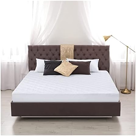 Microfiber Mattress Protector Topper Cover, 40cm Extra Deep, Quilted Fitted Sheet, Anti Allergy, Breathable, Elasticated Side Skirts, Easy Care, Machine Washable (4 Feet)