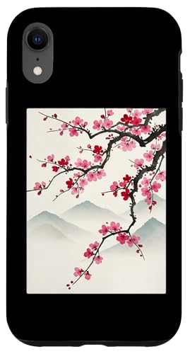 Japon Sakura Paysage Traditionnel sur Bois Art Japonais Coque pour iPhone XR