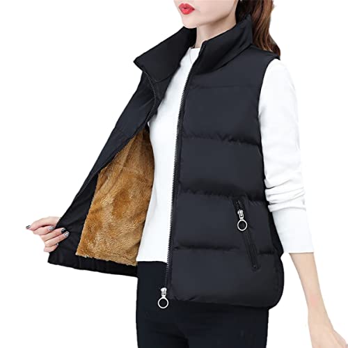 Chaleco de algodón de mujer estilo casual holgado para otoño invierno negro