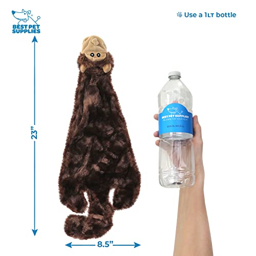 Image of Best Pet Supplies 2-in-1 Stuffless Squeaky Dog Toys with Soft, Durable Fabric, No Stuffing for Indoor Play, Holds a Plastic Bottle - Large (Duck, Deer, Monkey, Pig, Squirrel)