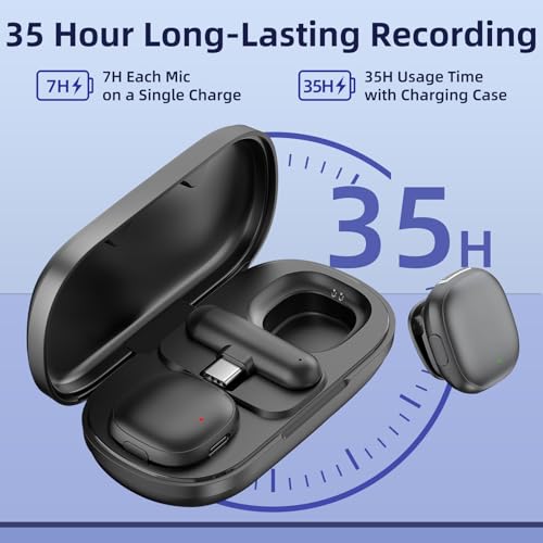 NPTCL Mini Wireless USB Microphone for PC Laptop Computer iPhone 17/16/15 Android - Ai Noise Canceling Lavalier Lapel Microphones USB C Clip on Mic with 35H Charging Case for Podcast Youtube Streaming — view 3