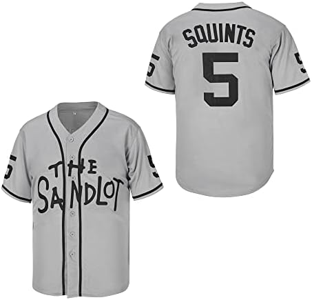 luqiaomaoyi Youth Sandlot #5 Michael Squints Fashion Kids Movie Baseball Jersey Stitched Grey Size L