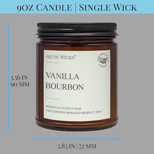 Indulgent Vanilla Bourbon Candle | Arctic Wicks 9oz Eco-Friendly Coconut & Beeswax | Non-Toxic Seasonal Scented Candle for Cozy Nights, Gift for Him, Whiskey Lovers - Image 3