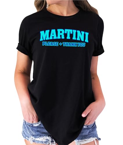 Martini Shirt Cocktail Drinking Alcohol Loving T-Shirt Casual Women Shirts #00450-86 Black