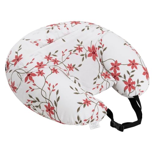 Image of Wakefit Feeding Pillow for New Born Baby | 3 Months Warranty | 5 in 1 Nursing Pillow with Belt and Hoop for Breastfeeding with Cotton Removable Cover | Sakura White