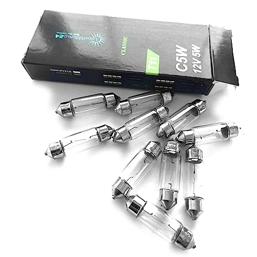 LIGHTWORLD24 10 x Soffitte 12V 5W C5W SV8,5 36mm Kennzeichenbeleuchtung Glühlampe PKW Innenraum