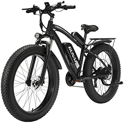 GUNAI Electric Bike 48V Off-road Fat 26 4.0 Tire E-Bike Electric Mountain Bike with Rear Seat
