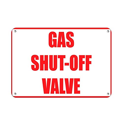 Anceky Señal de advertencia de válvula de cierre de gas, letrero metálico de emergencia de hojalata de 5,5 x 8 pulgadas