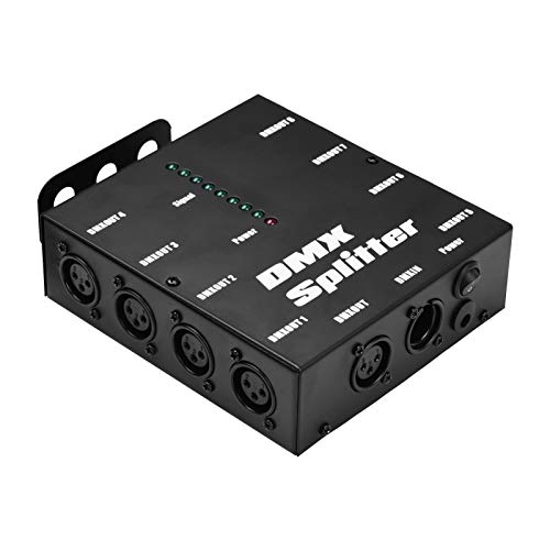 SIUKE DMX512 Optical Signal Amplifier Spliter Distributor 1 Direct Input & Output 8 Independent Outputs for Light Controller Stage Console Party DJ Club Disco KTV Light with Power Adapter,Signal Split