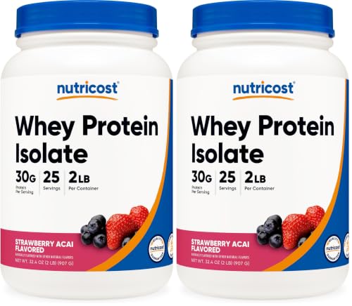 Image of Nutricost Whey Protein Isolate (Strawberry Acai, 2 Pounds) (Pack of 2)