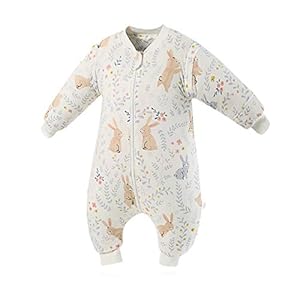 SONARIN Babyslaapzak, babyslaapzak, gesplitste pijpen met afneembare mouwen, 3,5 TOG biologisch katoenen slaapzak, verschillende maten van 6 maanden tot 6 jaar oud