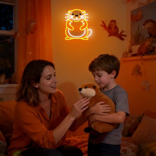 Image of CoolGift Mart Beaver Neon Sign, Dimmable Wall Decor Light, Birthday Party Decorations for Home, Patio, Garden, Bars, Restaurants, Hotels, Stores, Clubs, Gift for Friends Family and Kids